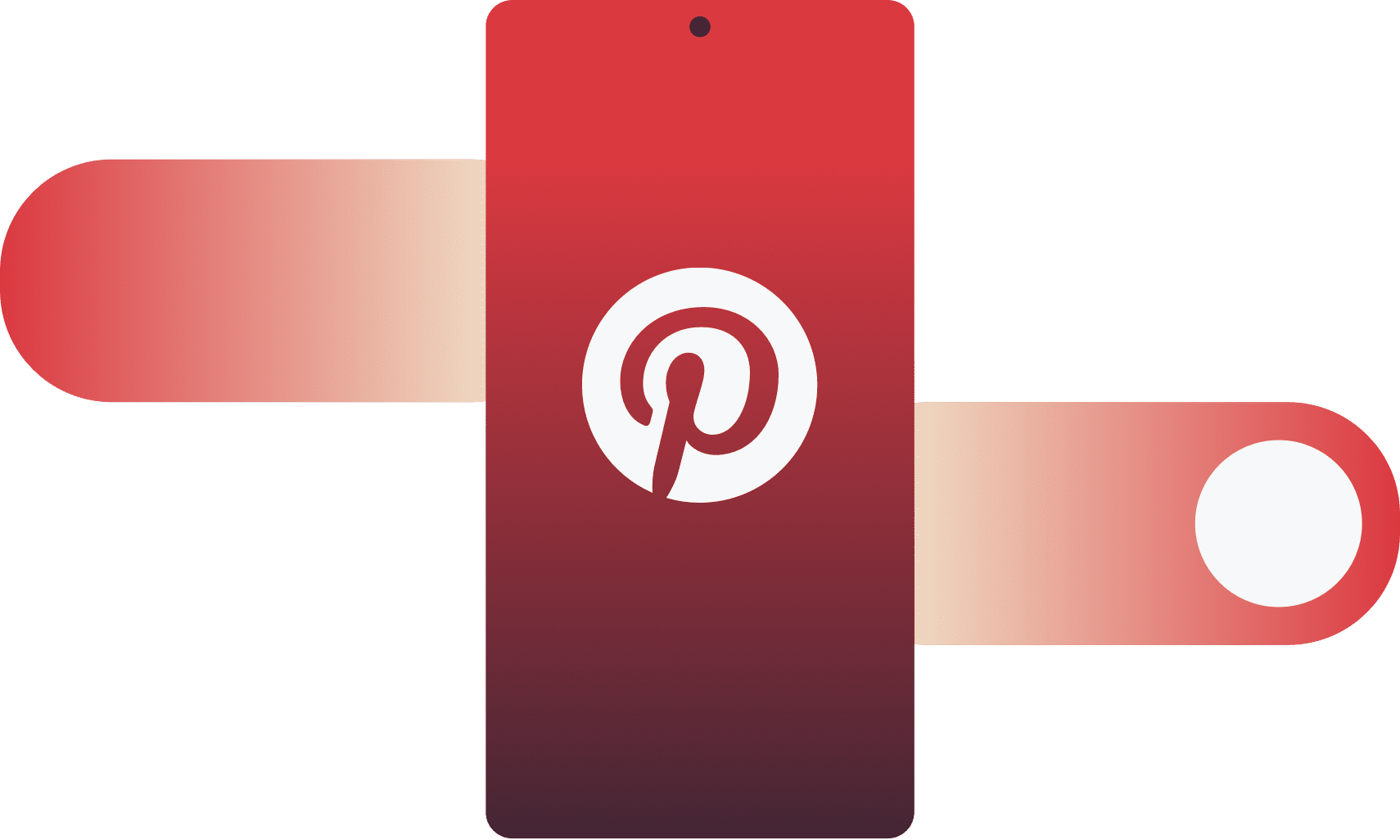 Pinterest-logo p&aring; en mobilenhed med en swipe-bev&aelig;gelse, der g&aring;r igennem det.