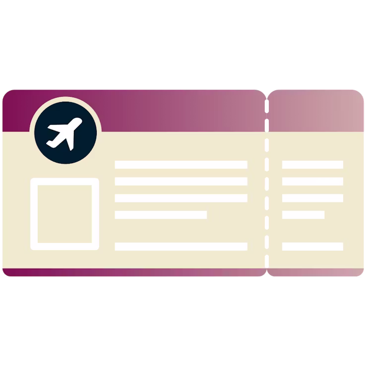 Boarding-Pass mit Flugzeug-Symbol.
